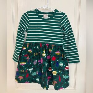 Hanna Andersson Green Striped Dress with Ornament Print